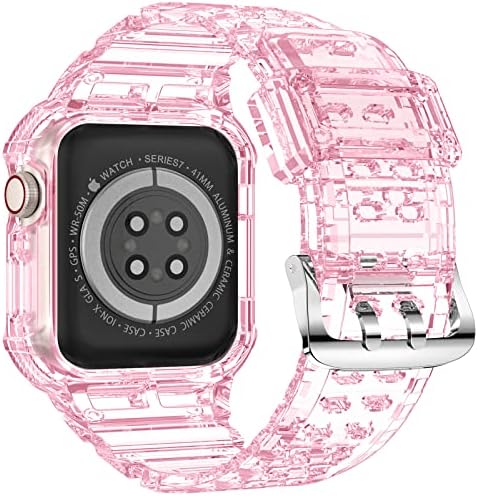 XYF Съвместим с Apple Watch Ultra Band 49 мм 45 мм 44 мм 42 мм 41 мм 40 мм, 38 мм, с калъф за мъже и жени, устойчив