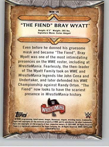 2020 Оглавява Списъка на WWE Road to WrestleMania WM-14 Търговската картичка Рестлинга Дявола Брэя Уайатта