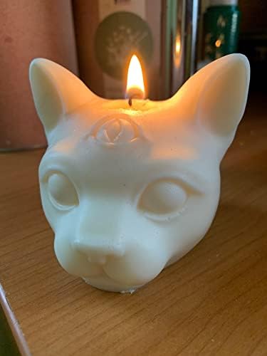 Силиконова Форма за Свещи LSLEVA Three Eyed Котка, направи си САМ 3D Форма с главата си Зла Котка за Производство на Свещи,
