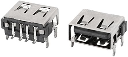Aexit USB Женски Разпределителен електрически конектор Type-A 2.0 4-Клеммный Гнездо на 180 градуса за печатни платки 10 бр.