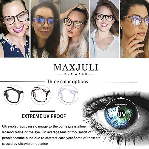 MAXJULI Очила с Блокиране на Синя светлина, Очила за Четене на компютър/Игри/Телевизор / Телефон за Жени и