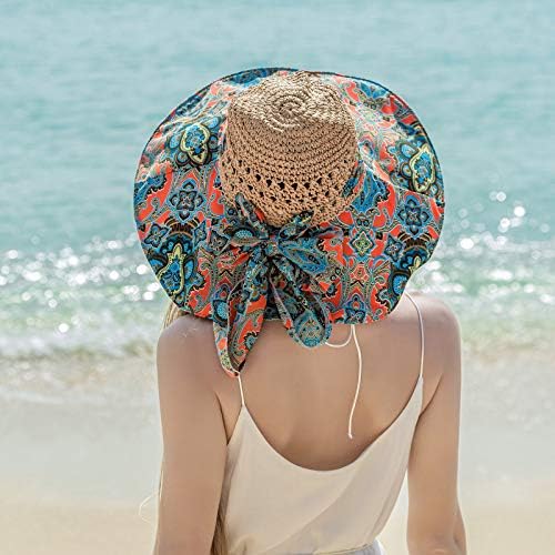 Дамски солнцезащитная сламена шапка NEARTIME Bohemia UV UPF50 Пътни сгъваеми летни плажни шапки с широка периферия