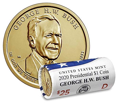 2020 D Джордж Буш-старши - парични средства в размер на 25 президентските долара, без да се прибягва