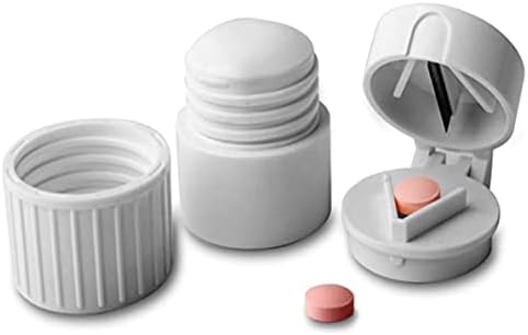 Устройство за рязане на таблетки 4 в 1, трошене, контейнер за съхранение и чаша за вода