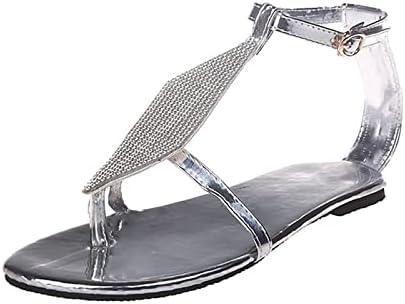 Дамски чехли, сандали бохемски кристал обтегач ремък апартамент римски сандали плажно парти на приплъзване на обувки