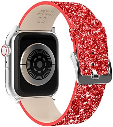 Взаимозаменяеми каишка за часовник WALOO от естествена кожа с пайети, който е съвместим с вашите Apple Watch Серия