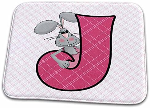 3dRose J е предназначен за заека Джак в розов цвят за момичета, бебета и малки деца... - Постелки за баня (rug-62860-1)