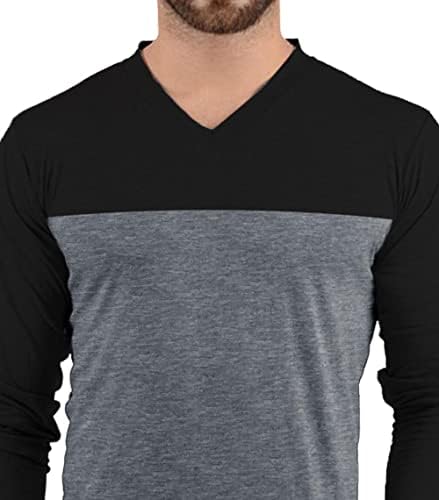 Обикновена Мъжка Риза с дълъг ръкав - Меки Удобни Модни Тениски с V-образно деколте и Дълъг Ръкав за Мъже