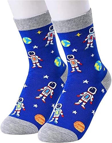 HAPPYPOP Чорапи за Екипажа, за Момчета и Момичета, Нестандартен, Луд Акула, Космическото Спортното Хранене,