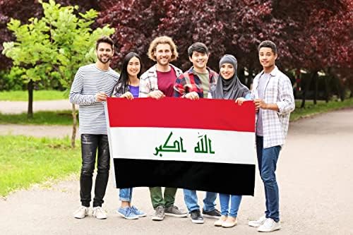 Флаг на Ирак DANF от Полиестер с дебелина 3x5 Метра, Устойчив На Избледняване, Месингови Люверсы, Платно Заглавие,