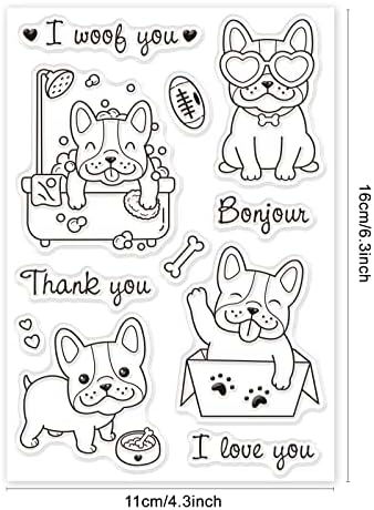 GLOBLAND Френски Булдог Прозрачни Силиконови Печати Животни Кучета Прозрачни Печати за Празнични Поздравителни