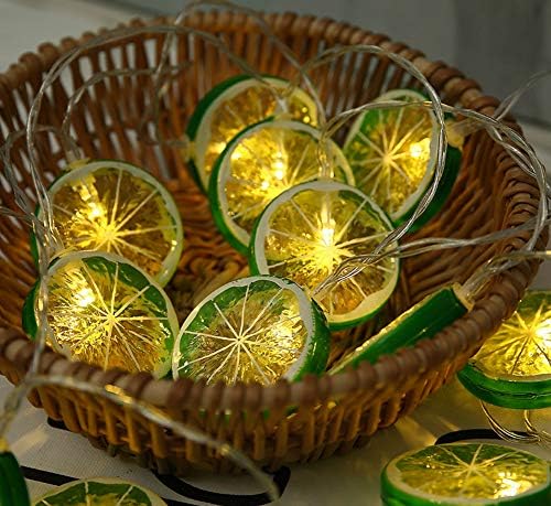 Led венец FANHHUI с освежаващи резени лимон, 20 светодиодите Непрекъснато светят или мигат в два режима.Батерии за Коледно парти,