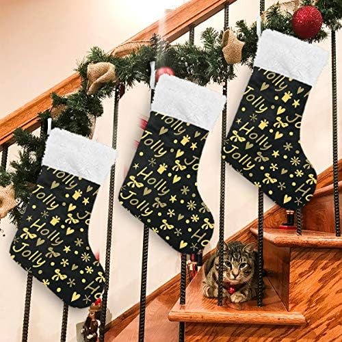 Коледни Чорапи ALAZA Holly Jolly Christmas, Класически Персонализирани Големи Чулочные Украса за Семейни Тържества,