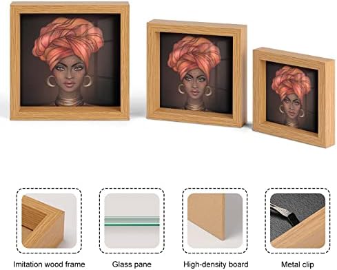 Афроамериканская Красиво Момиче Дървена Рамка за Снимки от 3 Комплекти, фото Рамки със Стъкло за вашия дом офис