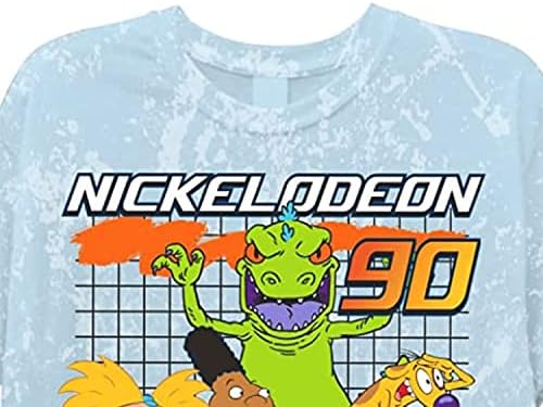 Класическа мъжка риза Nickelodeon Rewind - тениска часа rugrats, Ren & Stimpy и Hey Arnold Вратовръзка Боядисват