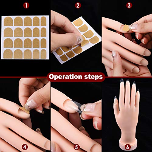 Практически Ръка за обучение на Дизайн на ноктите Гъвкави Изкуствена Ръка с 500 Парчета Режийни нокти, Акрил външни ноктите и