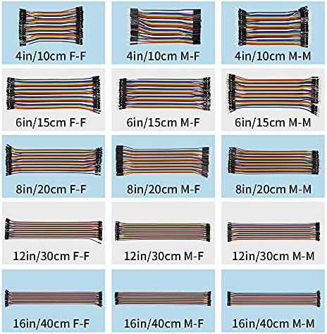 DIUSTOU 80 бр. Прототипи такса Свързващи кабели Многоцветни Лентови кабели Dupont 2x40 Пин (мъж към мъж, 16 инча (40