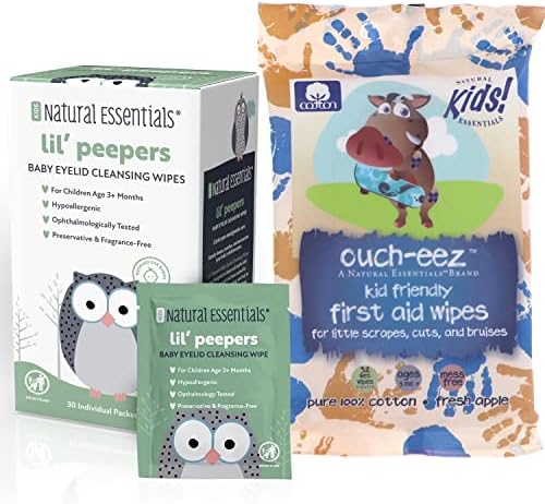 Набор от естествени продукти от първа необходимост - Почистване кърпички за очи Lil' Peepers Baby, (30 карата) и