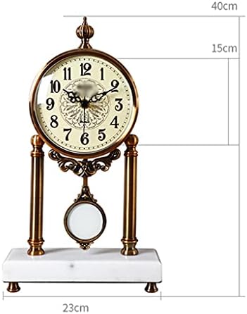 UXZDX Часовници-люлка в европейски Стил, Метални Настолни Часовници, Реколта Настолни Часовници за Всекидневна, Американски Стил, Безшумен подарък Clcoks (Цвят: бял)