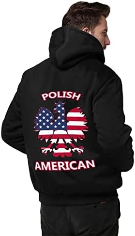 Полски Американското Знаме с Орел Блузи с качулка в Тежка категория за Мъже, Дебела Hoody джоб с Дълъг Ръкав, Спортни