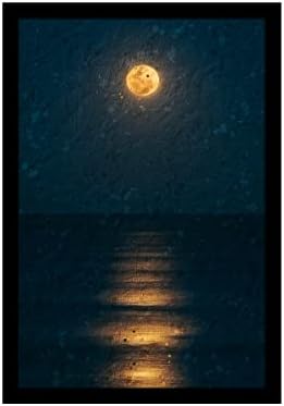 Ritwikas Абстрактна Стенни живопис С Участието на Пълна Луната и Нейната светлина | Картина В Рамка за Декор за дома и офиса