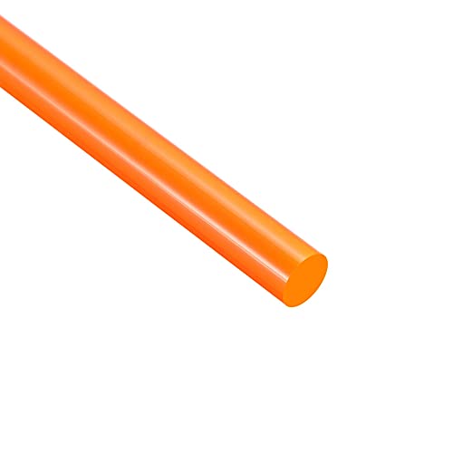 акрилни Кръгла пръчка uxcell, Оранжево, Диаметър 1/4 инча, Дължина на 18-1/8 инча, Прът от масивна пластмаса PMMA, 3 бр.