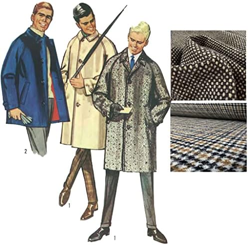 Ретро Модел за шиене на 1960-те години, Мъжко Модно палто - Гърди 42 инча (106,7 см)