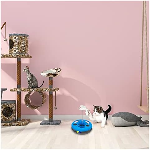 Интерактивна играчка за котки Andiker, Бягаща пътека, за мишка с 1 Подвижна Топка, Въртяща маса за котки и играчка