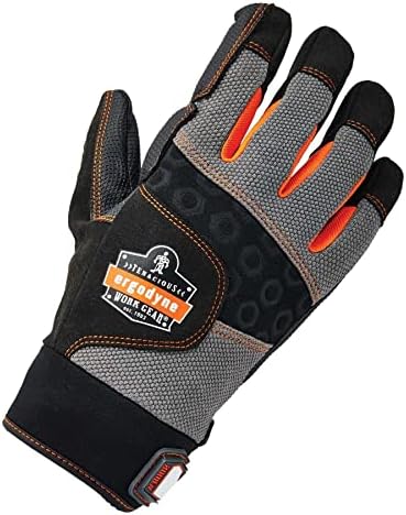 Работни анти-вибрационни ръкавици Ergodyne ProFlex 9002, Сертифицирани ANSI /ISO, С пълни пръсти, Средни по размер, Черни