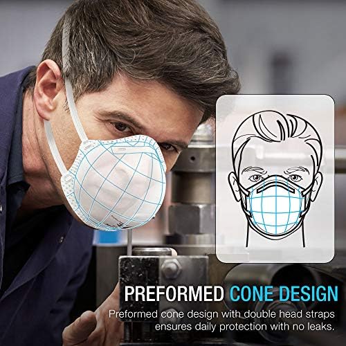 Респиратор FANGTIAN N95, сертифициран NIOSH за респираторов с частици N95, маска за лице (опаковка от 20 броя, Размер