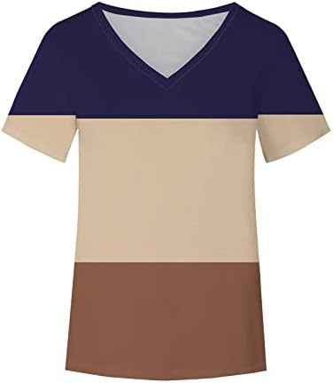 2023 Къс Ръкав V Образно Деколте Графичен Обяд Топ Риза за Дами в памучна Блуза, Лято, Есен Дамски WJ WJ