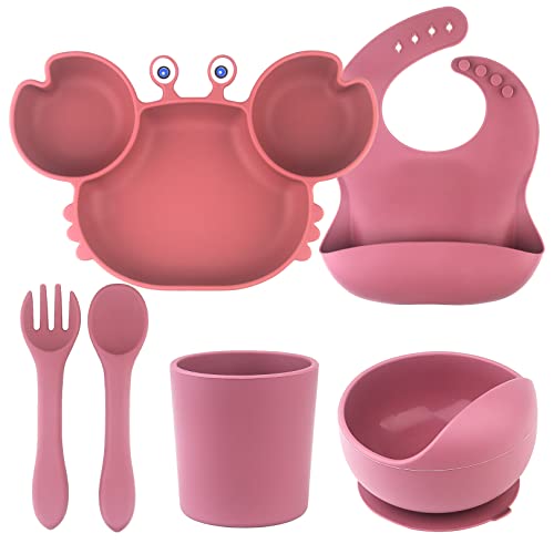 Комплект за отбиване на бебето от гърдата - Смукателна Детска чиния и Купа с вилица-лъжица, чаша за деца, Силиконови Регулируеми