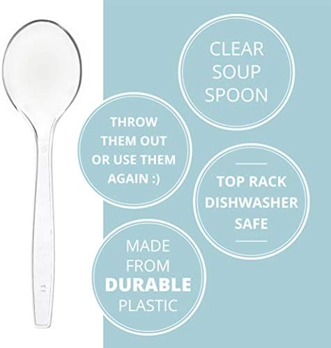 За еднократна употреба прозрачни пластмасови суповые лъжици Plasticpro, вдигане на съдове, прибори, опаковки по 50 броя