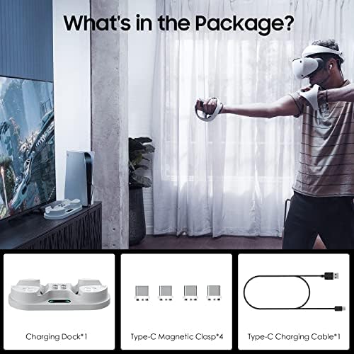 Зарядно устройство TiMOVO контролера на Playstation VR2, док-станция за зареждане, която е Съвместима с контролер PS VR2, Настолна Поставка за зарядно устройство с Led подсветка ?