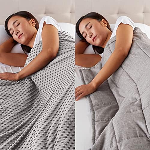Утяжеленное одеяло Basics с пододеяльником Minky - 12 Лири, 48 x 72 инча, Тъмно-сив / Grey