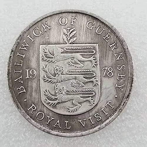 Старинни Занаяти 1978 Година Британски Англо-Нормандските Острови Чужд Сребърен Долар Кръгла Сребърна Монета 0002