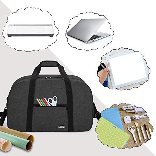 Чанта за носене LUXJA, съвместима с машина Cricut, лаптоп, ярък бележник, подложка за рязане и други аксесоари, Чанта за