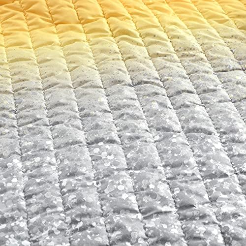 Комплект Одеяла Lush Decor Glitter Ombre с Метален Принтом, 5 Теми, Пълен / Queen, Жълто и Сиво