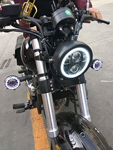 HOZAN Черна Мотоциклетът на Прожекторите Корпус Кофа с 5,75 5-3/4 инчов led RGB DRL Halo Околовръстен Фар за Повечето