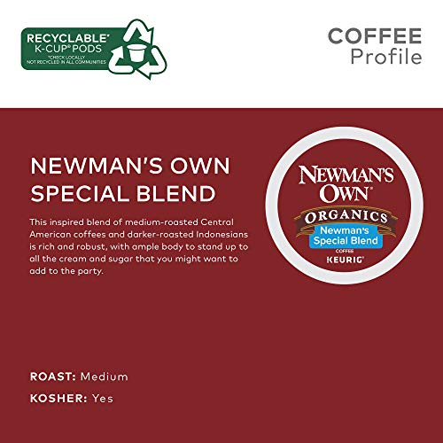 Патентована смес Newman's Organics, за Еднократна употреба Шушулки Keurig K-Cup, Кафе средно на печено, 96 мл.
