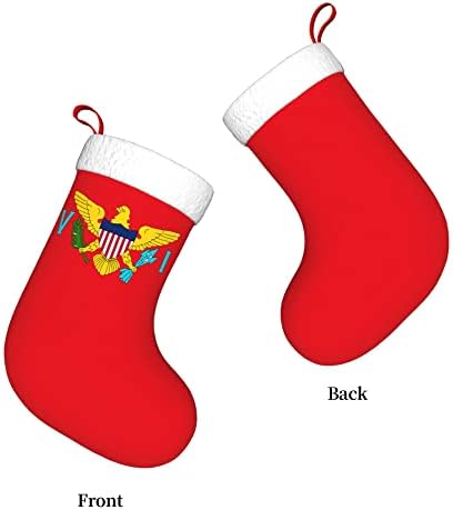 QG ZZX Коледни Чорапи с Бяла Супер Меки Плюшени белезници Флаг Вирджински острови на Съединените Щати, Коледни Чорапи, Коледни
