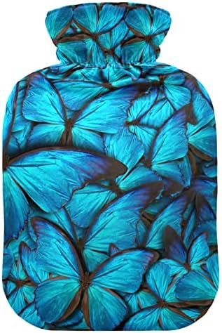Бутилки с гореща вода с капак Blue Butterflys Чанта за топла вода за Облекчаване на Болката, Нагряване на Ръце, Топло за