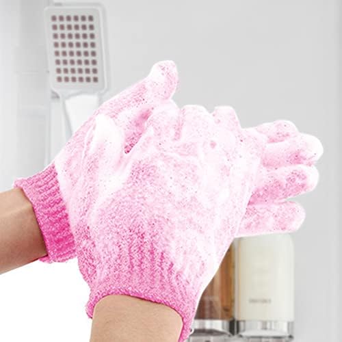 2 Чифта Ексфолиращи Ръкавици на Едро за тялото, Двустранни Ексфолиращи Ръкавици за душ за жени, Цветни Найлонови Ръкавици