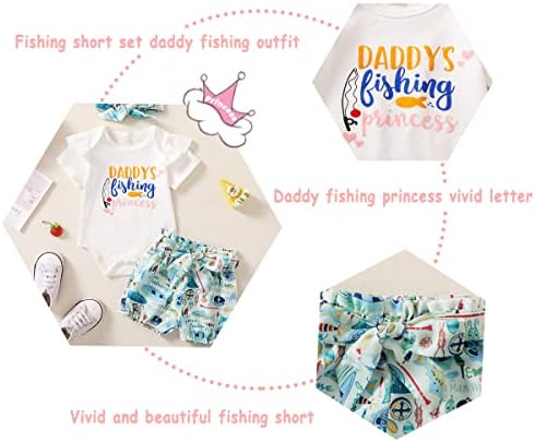 Облекло за Новородени Момичета, Летни Дрехи За Малките Момичета, Кратък Комплект За Риболов, Боди за Риболов за