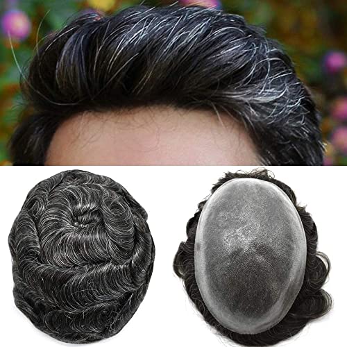 Мъжки шнола за коса, Здрава Невидима система замяна на човешки косъм хлебна прозрачна кожа, мъжка перука, Естествено