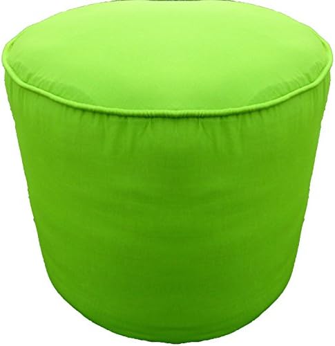 Шафран, памук, обикновен кръгъл калъф за пуфа с кант (20 Шх16 В зелено), само с калъф, без набивки, поставяне