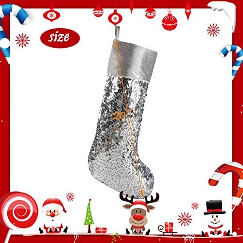 Ahoinsu 2 опаковки, Коледни Чорапи с пайети, Блестящи Чорапи за Коледно Парти, Подаръци за Деца, Семейства, продълговати,