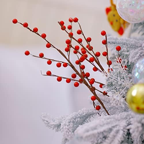 24 Опаковки, Червени горски Плодове, Стъбла за декор на Коледната елха и работи с Украса за вашата Сватба, Празничен Начало
