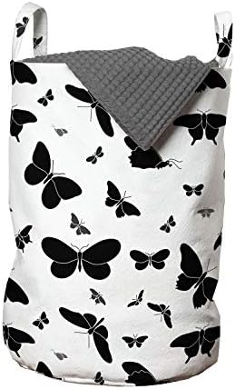 Чанта за дрехи Ambesonne Butterfly, Абстрактен Монохромен Дизайн с участието на Насекоми, Декоративна Илюстрация Мотыльков