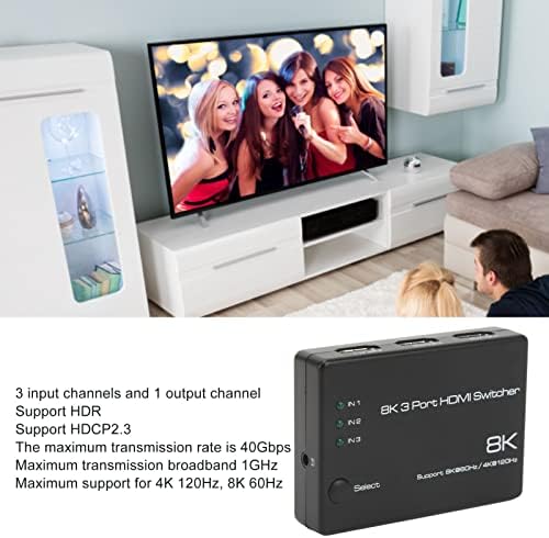 Преминете на сигнали 4K 120Hz 8K 60Hz, Преминете HD изход 3 В 1, център за Избор на мултимедиен интерфейс HD, Преминете на сигнали Ultra HD 8K, Поддръжка на HDR HDCP2.3, съвместим с PC, едн?